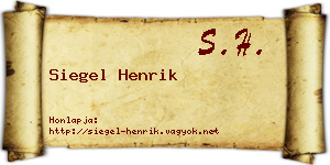 Siegel Henrik névjegykártya